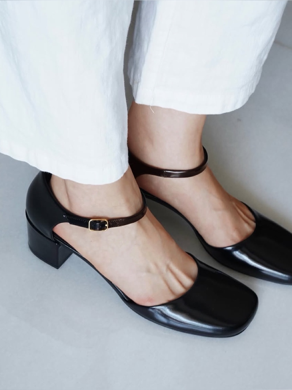NWT The Row Black Leather Ankle Strap Pump size 39